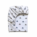 Husa saltea patuț bebe copii din bumbac 120 x 60 cm, Inimioare bej-gri (5)